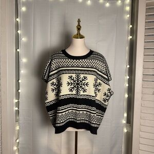 Shosho Black and White Snowflake Sweater